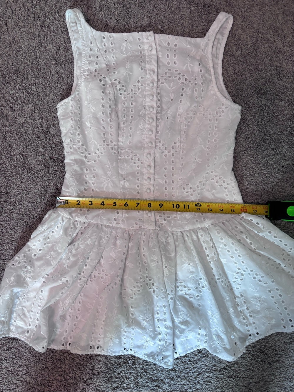Classic White Eyelet Sleeveless Dress Size XS/S - Picture 10 of 12